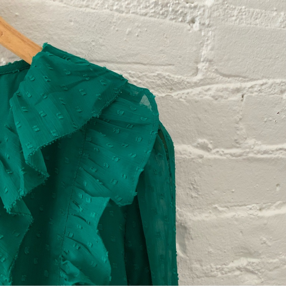 LOFT Green Ruffle Blouse - Picture 9 of 14